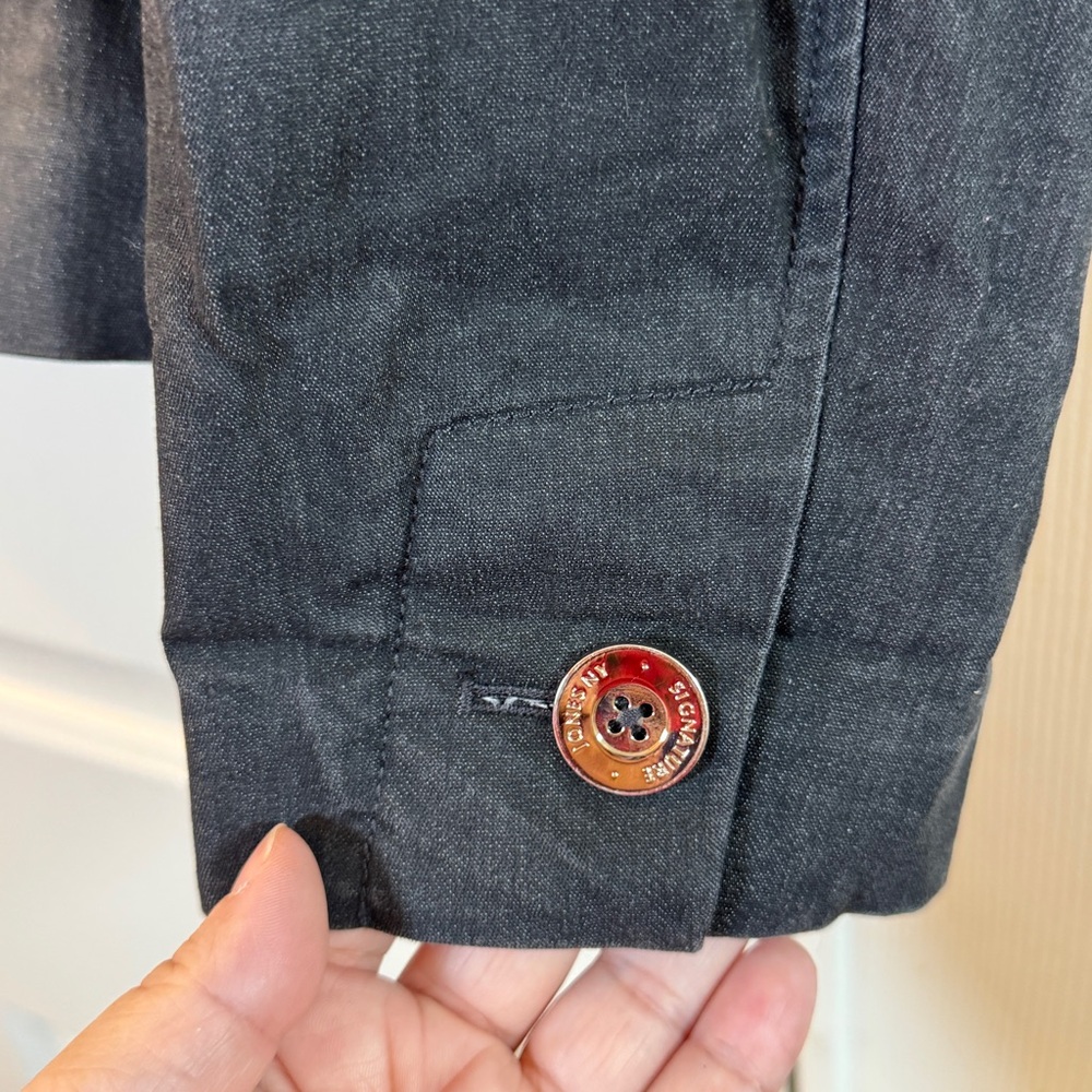 JONES NEW YORK SIGNATURE STRETCH Charcoal Gray L/S Jacket Blazer Sz M - Picture 5 of 6